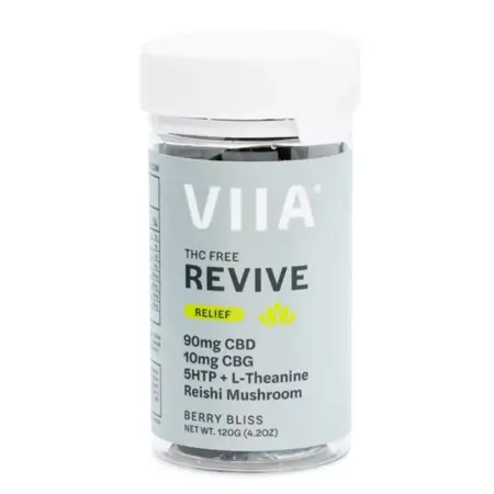 VIIA CBD and CBG Revive Relief Gummies - THC Free - Jar Front