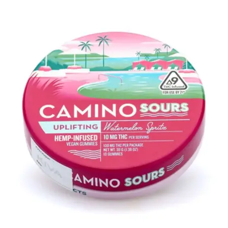 Camino Sours Delta 9 THC Uplifting Gummies - Watermelon Spritz - Can Front