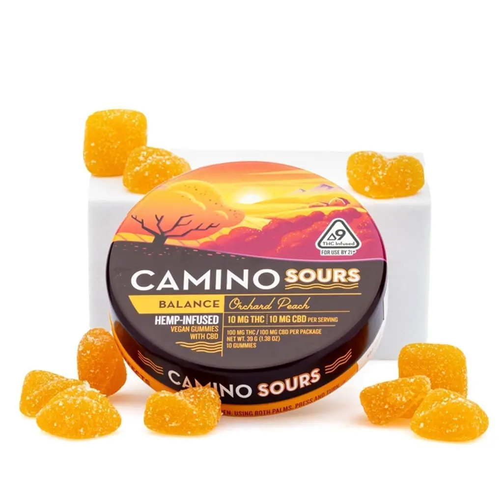 Camino Sours Delta 9 THC and CBD Balance Gummies - Orchard Peach - Combo