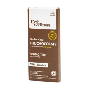 Erth Wellness Delta 9 THC Live Resin Chocolate Bar - Durban Haze Sativa - box front