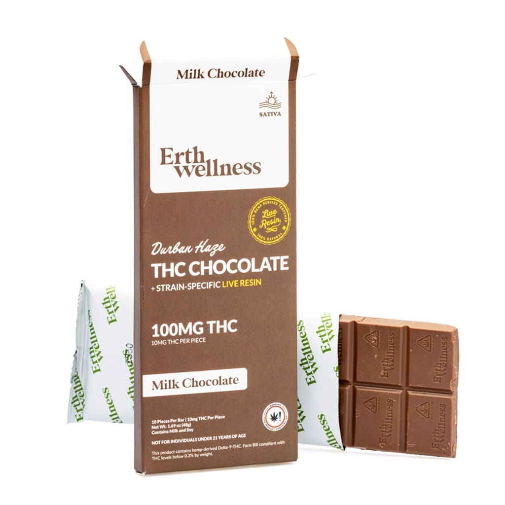 Shop Erth Wellness Delta 9 THC Live Resin Chocolate Bar - Durban