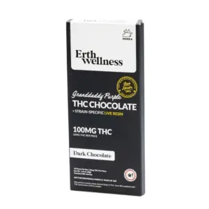Erth Wellness Delta 9 THC Live Resin Chocolate Bar - Granddaddy Purple Indica - box front