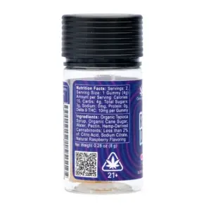 CannaBuddy Delta 9 THC Gummies - Razz Dazzle 2pk- Jar Back