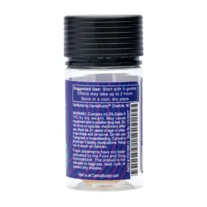 CannaBuddy Delta 9 THC Gummies - Razz Dazzle 2pk- Jar Side