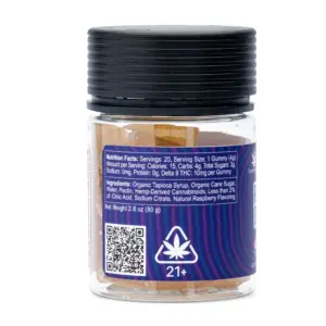 CannaBuddy Delta 9 THC Gummies - Razz Dazzle - Jar Back