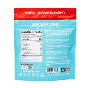 Chewbies Delta 9 THC Gummies - Rocket Pop Sativa - bag back