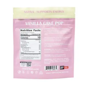 Chewbies Delta 9 THC Gummies - Vanilla Cake Pop Sativa - bag back