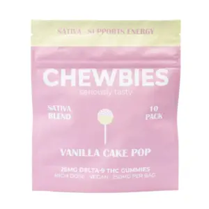 Chewbies Delta 9 THC Gummies - Vanilla Cake Pop Sativa - bag front