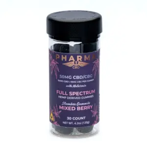 PharmaCBD Full Spectrum CBD and CBG Slumber Gummies - Mixed Berry - jar front