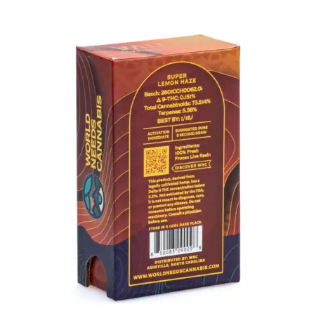 WNC 2 gram THCa Live Resin Disposable - Super Lemon Haze box back