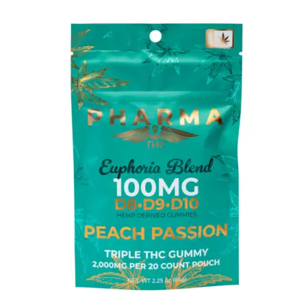 PharmaTHC Euphoria Blend Triple THC Gummies - Peach Passion bag front
