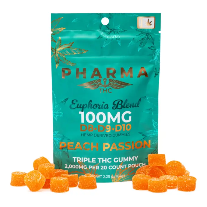 PharmaTHC Euphoria Blend Triple THC Gummies - Peach Passion combo