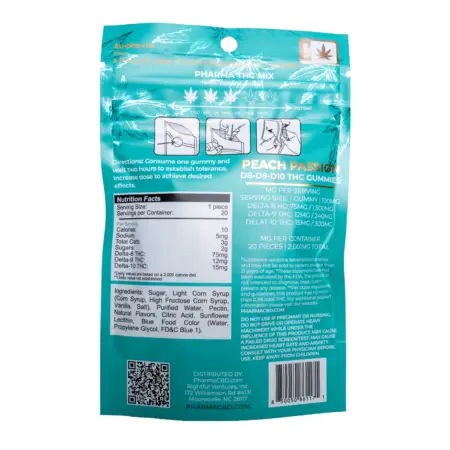 PharmaTHC Euphoria Blend Triple THC Gummies - Peach Passion_BACK