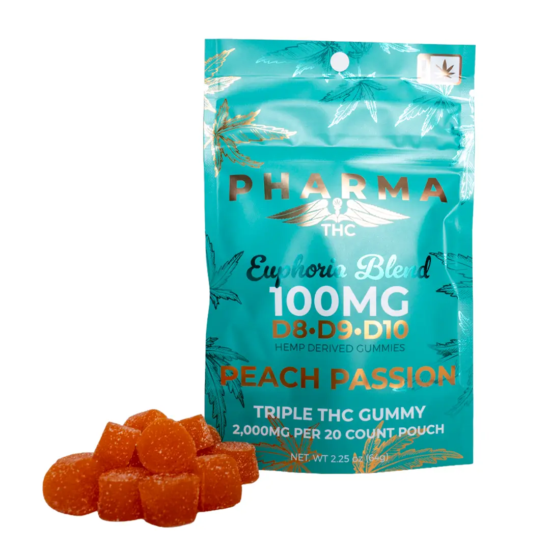 PharmaTHC Euphoria Blend Triple THC Gummies - Peach Passion_GUMMIES