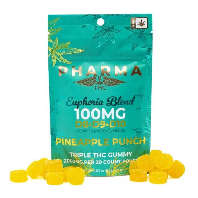 PharmaTHC Euphoria Blend Triple THC Gummies - Pineapple Punch combo