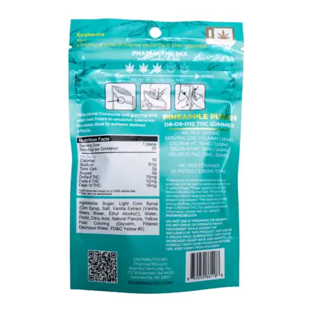 PharmaTHC Euphoria Blend Triple THC Gummies - Pineapple Punch_BACK