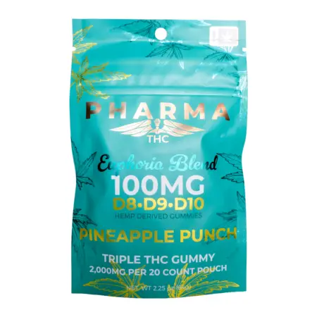 PharmaTHC Euphoria Blend Triple THC Gummies - Pineapple Punch_FRONT