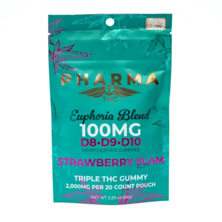 PharmaTHC Euphoria Blend Triple THC Gummies - Strawberry Slam bag front