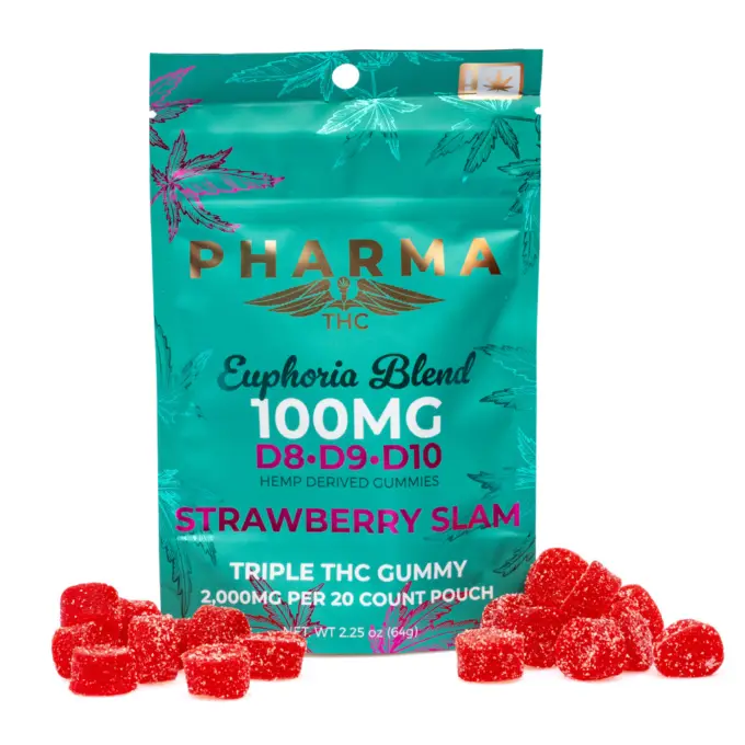 PharmaTHC Euphoria Blend Triple THC Gummies - Strawberry Slam combo