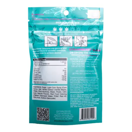 PharmaTHC Euphoria Blend Triple THC Gummies - Strawberry Slam_BACK