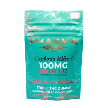 PharmaTHC Euphoria Blend Triple THC Gummies - Wild Watermelon bag front