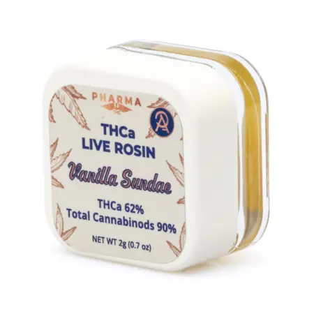 PharmaTHC THCa Live Rosin Concentrate - Vanilla Sundae jar front