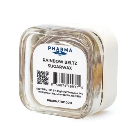 PharmaTHC THCa Sugar Wax - Rainbow Beltz jar back