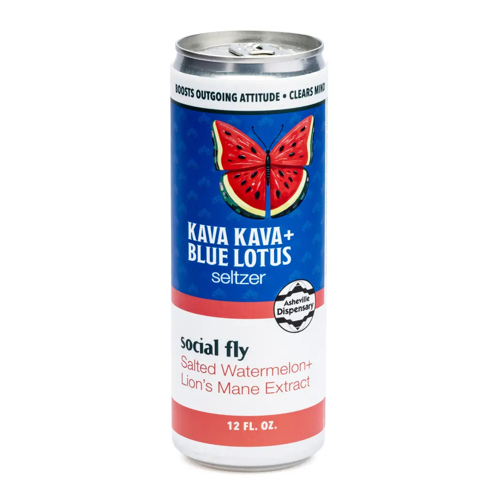 Asheville Dispensary Kava Kava Seltzer Watermelon Lions Mane Can Front