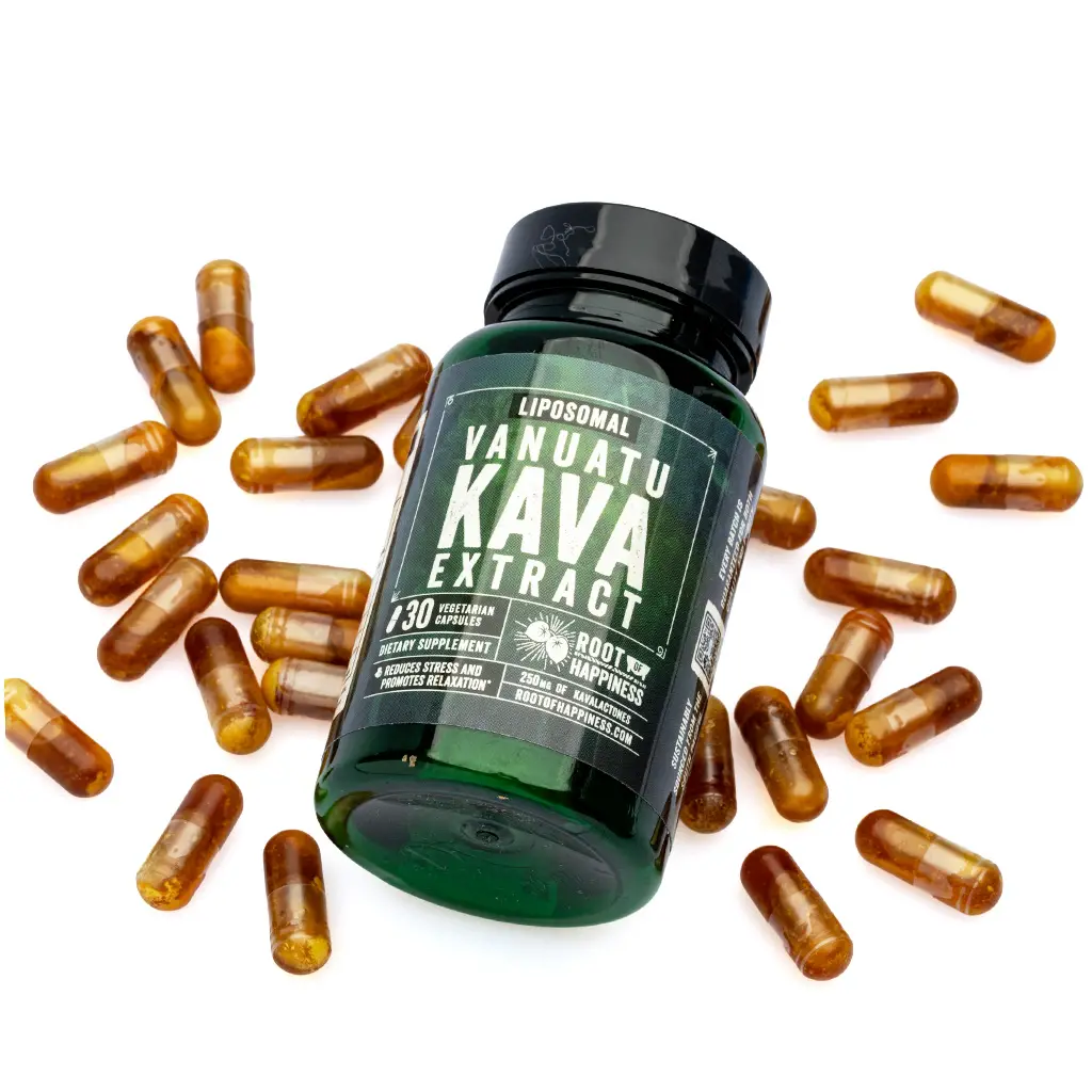 Root of Happiness Premium Kava Root Extract Capsules - Liposomal Vanuatu